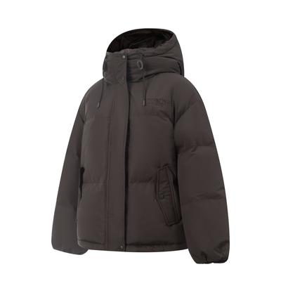 Li Ning Серия Спортивный Стиль Однотонная Толстовка на Молнии Универсальная Повседневная Пуховая Куртка Женская Верхняя Одежда Черный Шоколадно-Коричневый AYMV386-1