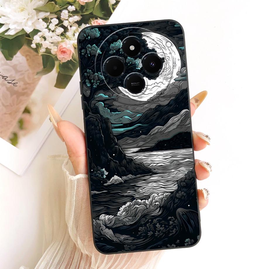 Luxury Fashion Painting Phone Case For Xiaomi Redmi 14C 4G Back Cover Liquid Silicone Soft Bumper For Redmi A4 14R 5G Poco C75