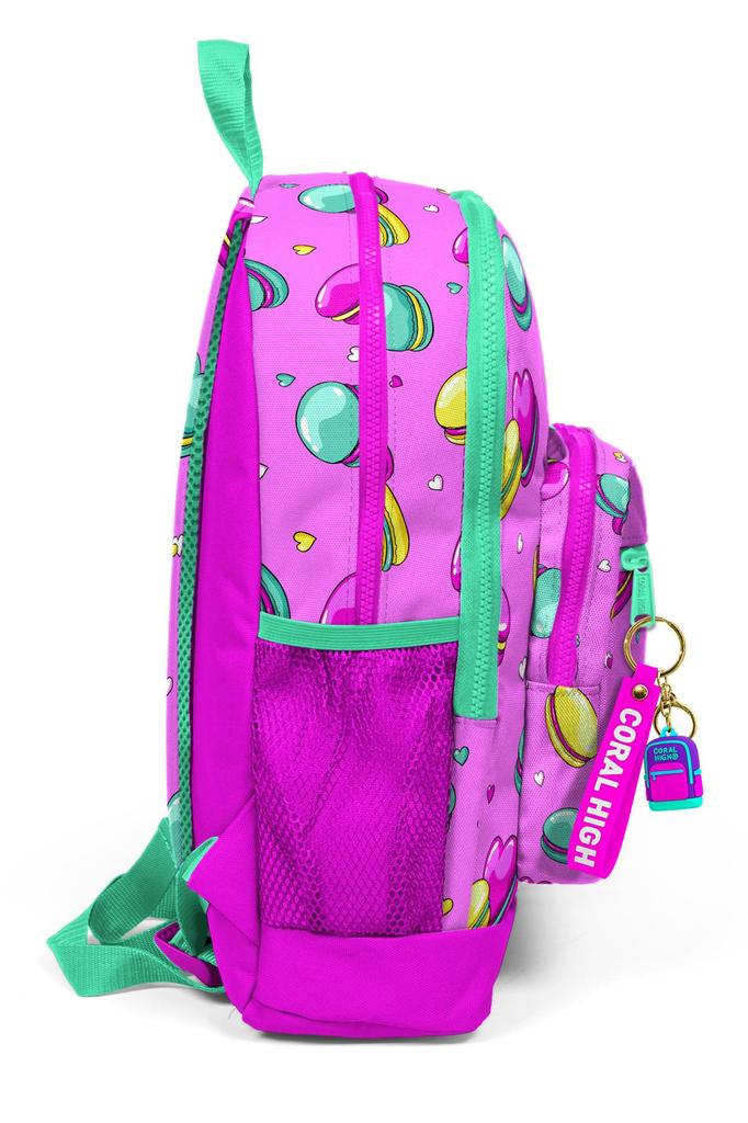 Coral High Kids Светло-розовый Водно-зеленый школьный рюкзак с четырьмя отделениями и узором Macaron 23462