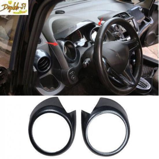 Console Dashboard Frame Decor Cover Trim Carbon Fiber For Honda Jazz 2008-2013