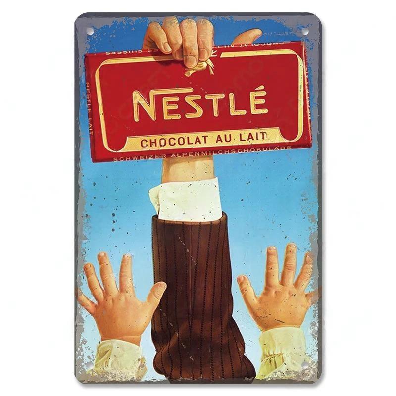 Vintage Candy Chocolate Metal Plates Cream Milk Chocolate Poster Metal Plaque Tin Sign For Kitchen Cafe Dining Room Wall Decor