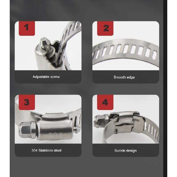 10-30pcs Hose Clamps Stainless Steel Adjustable Worm Gear Pip Tube Tool For Water Pipe Plumbing Fuel Line Intercooler