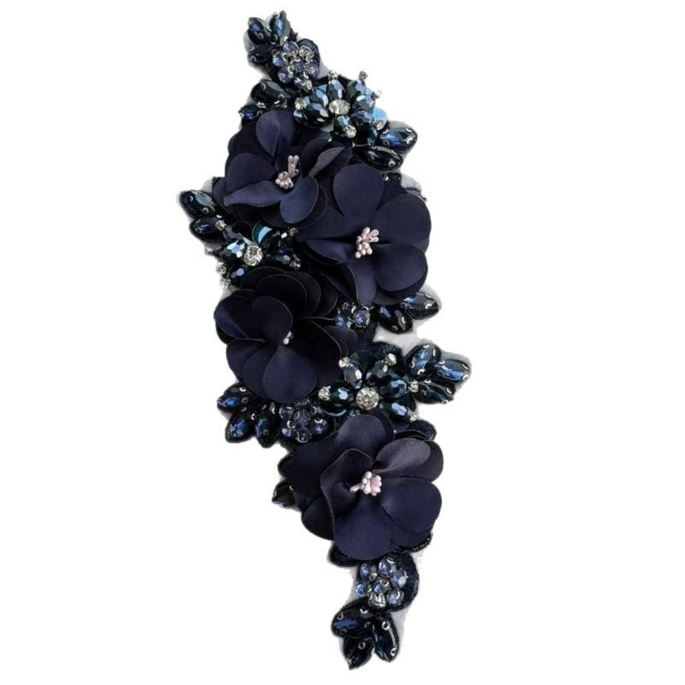 Rhinestone Beaded Diamond Lace Patch Sparkling Glass Bead Rope Embroidery Patch  Couture Shoulder