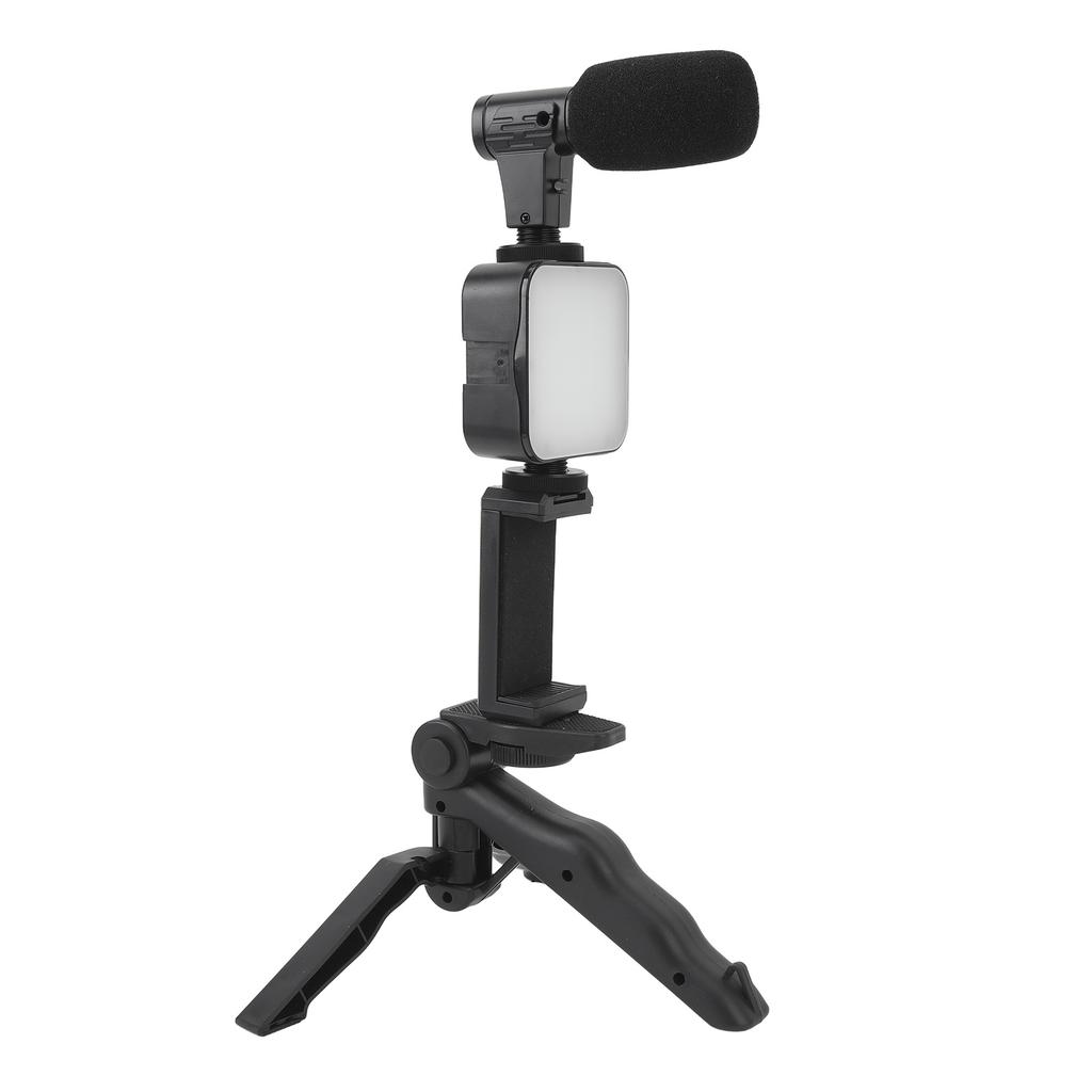 Smartphone Video Vlog Kit LED Fill Light Tripod Microphone Comtroller Noise Reduction for Phone Camera Computer