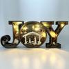 Nativity Scene Ornament Wooden JOY Letter Tabletop Decoration Rustic Religious Table Mantel