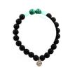 Stones and Minerals. Malachite Beads Bracelet from Congo + Amazonite + Matte Black Onyx 8 Mm. Made In France.
