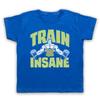 Train Insane Gym Workout Slogan Bodybuilding Muscles Kids Childs T-Shirt