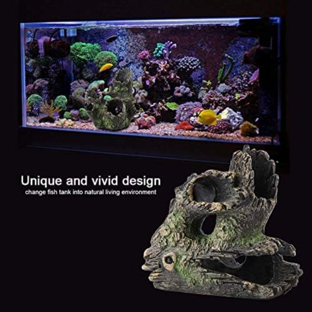 Holes Hollow Tree Trunk Artificial Resin Wood Hideout Aquarium Log Caves Fish Hiding  Fish Tank