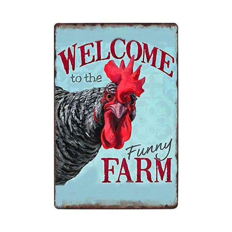Chicken Plaque Sign Vintage Metal Tin Signs Wall Poster Decals Plate Painting Bar Farm Home Decor Wall Art 30*20 Cm