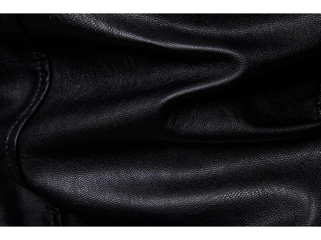 Европейская мужская кожаная мотоциклетная куртка с воротником-стойкой однотонная, Осень/Зима 2023, Код B041.