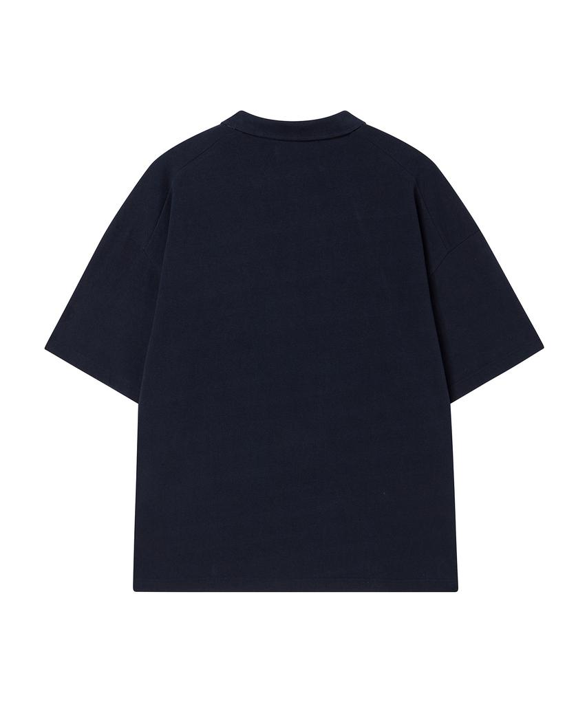 BEYOND CLOSET [Collection Line] Bandana Patch Detail Pique T-Shirt Navy