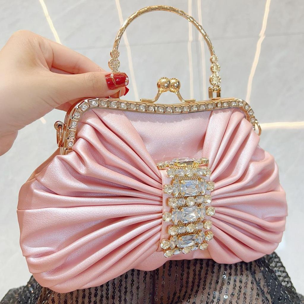 French Fairy Diamond Inlaid Banquet Bow Evening Crossbody Bag
