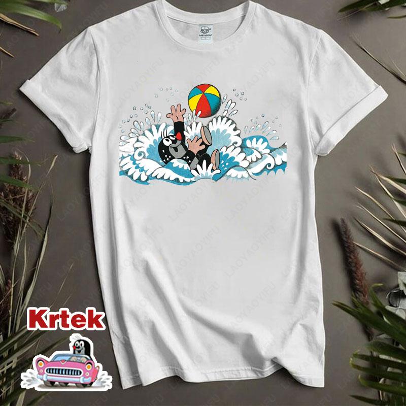 История Кротика Krtek Винтажный Мультфильм Аниме Футболка с Коротким Рукавом Мужская Женская Хлопок Круглый Вырез Повседневная Свободная Смешная Детская Модная Футболка