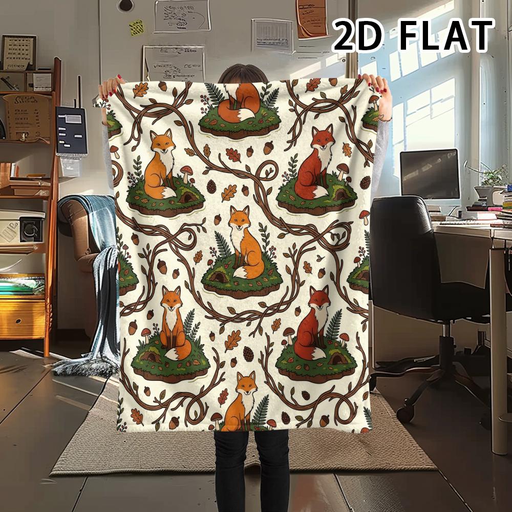 1Pc 2D FLAT Autumn Forest Print Flannel Blanket,High quality Comfortable for All Seasons,Home Decor,Warmth and Comfort,Perfect for Christmas Gifts