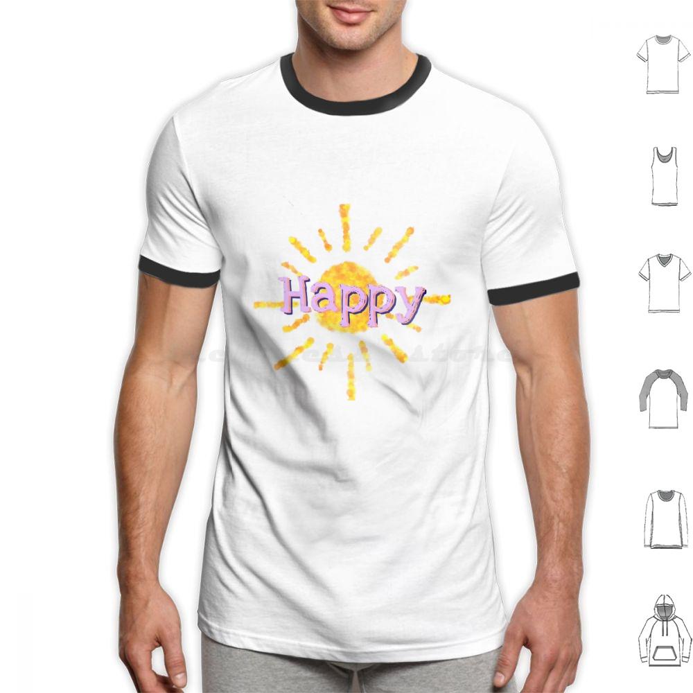 Happy T Shirt 6xl Cotton Cool Tee Happy Happiness Sun Sunshine Joy Color Colorful Beautiful