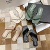 Casual Square Head Clip Toe Thin Strap Slippers Female Korean Fashion Versatile Flat Sandals Woman Non-slip Comfort Beach Shoes