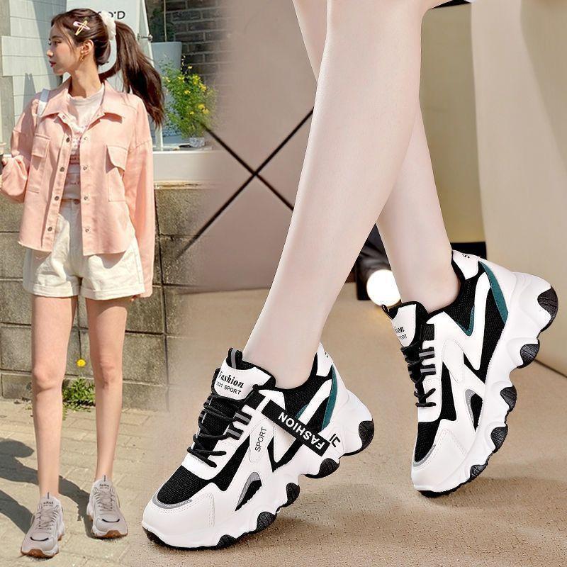 Женские спортивные повседневные кроссовки на толстой подошве, увеличивающие рост, из сетки, подходящие ко всему
