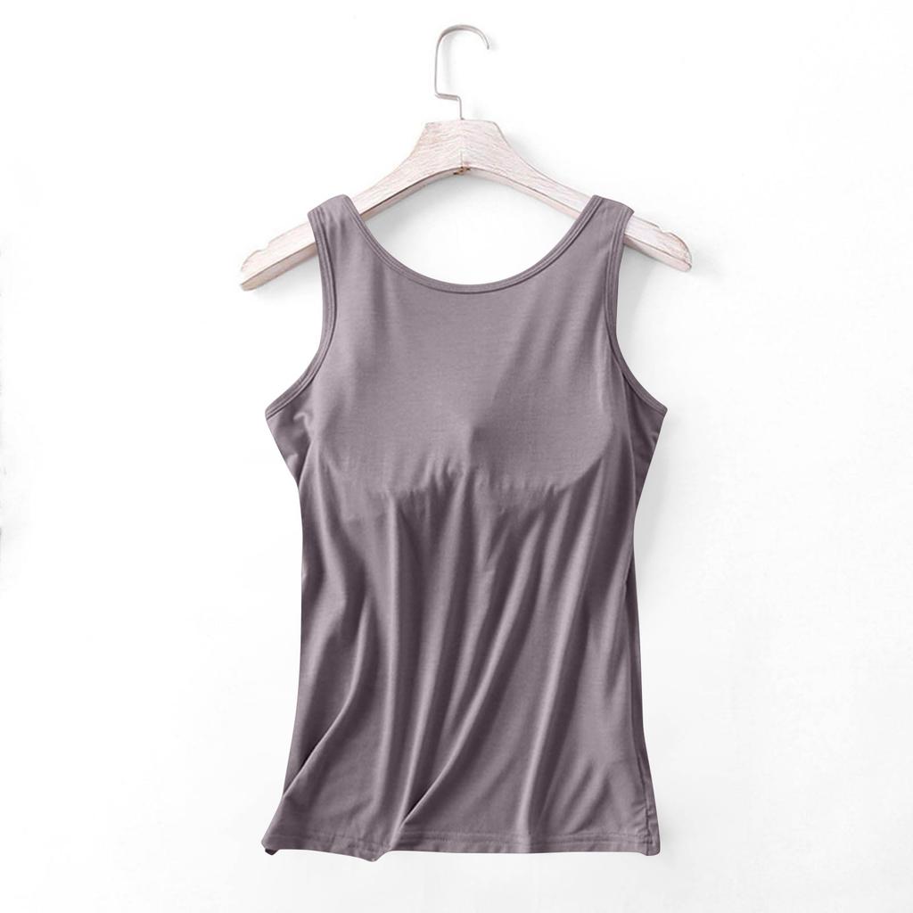 Women's Pajama Set With Chest Pad Solid Color Sleeveless Vest Short Split Pants Two Pieces