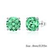 925 Sterling Silver Rhodium/Platinum Plated Trendy Sparkling Colorful Octagon Zircon Rose Cut Unisex Stud Earrings Women Gift