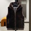 Мужской зимний жилет из мягкого плюша из искусственного меха с капюшоном без рукавов, утолщенный карман на молнии, кардиган больших размеров, мягкий теплый жилет средней длины