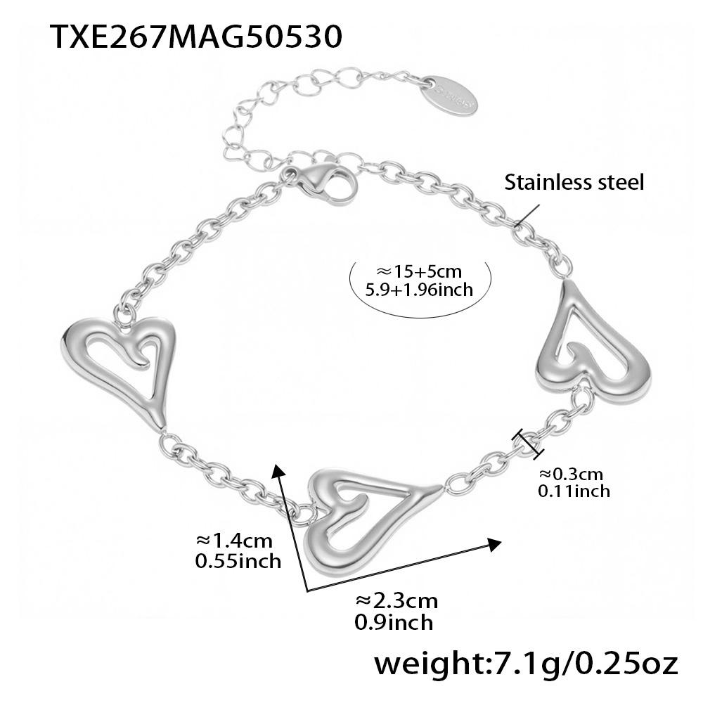 Много сердечек Браслеты-ожерелья из нержавеющей стали с покрытием 18 карат Золотом Не тускнеющая цепочка Сочетающиеся браслеты для женщин