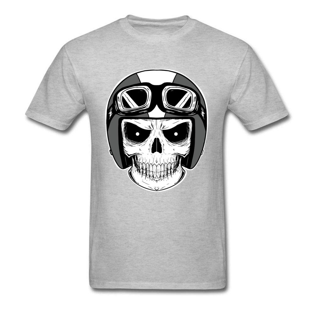 Moto Biker Tshirt Mens Tshirts Punk Skull Helmet T Shirt Funky Short Sleeve Tops  Tees O Neck All Cotton Clothes Faddish Black