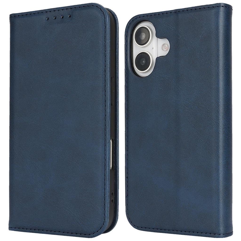 For iPhone 17 Case PU Leather Calf Textured Magnetic Closing Smart Phone Cover