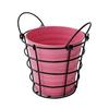 Bucket with Iron Frame Hanging Planter Basket Balcony Flower Pot