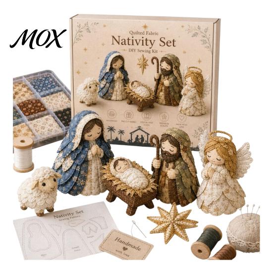 Diy Patchwork Nativity Scene Kit DIY Kit, Fabric Sewing Meaningful Handmade Christmas Gifts Religious Quilted Craft Set for Home Decoration