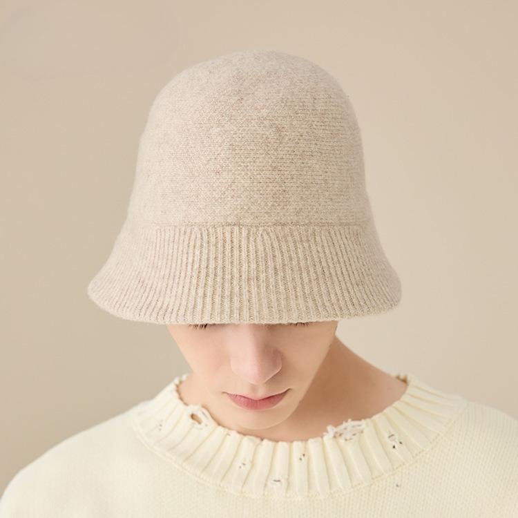 Wool Fisherman Hat Men's Autumn and Winter New Versatile Warm Woolen Hat Bucket Hat Showing Face Small Knitted Basin Hat