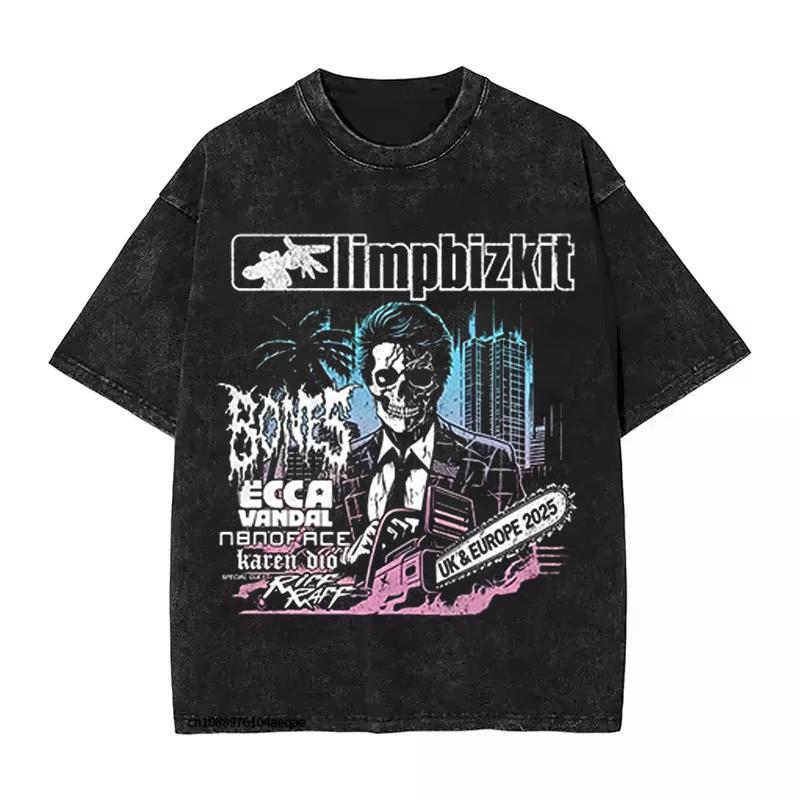 Футболка Rap Rock Limp Bizkit UK Europe Tour для мужчин и женщин, летняя, стираная, винтажная, хлопковая, ностальгическая, уличная