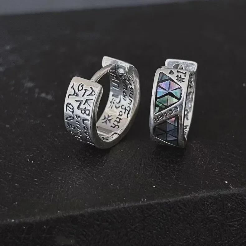 Серьги-тотемы с геометрическим граффити: Цветная ракушка, высококачественный посеребренный дизайн, тренд 2023 года для женщин