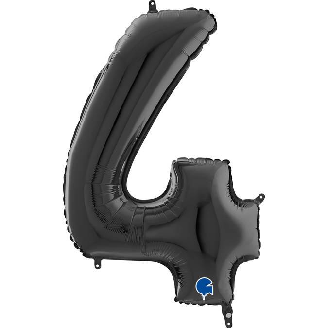 Balon Foliowy Cyfra 4 Czarny, 66 Cm Grabo