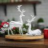 2PCS Silver Color Deer Christmas Decor Reindeer Statue Resin Sculpture Handicraft Piece Home Decor Table Decorations for Display