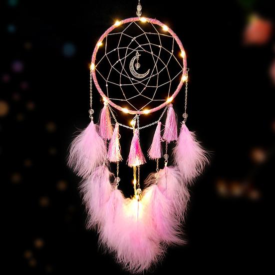 Dream Catcher Eye-catching Creative Shape Iron Ring LED Moon Dream Catcher Wall Art Ornament for Home