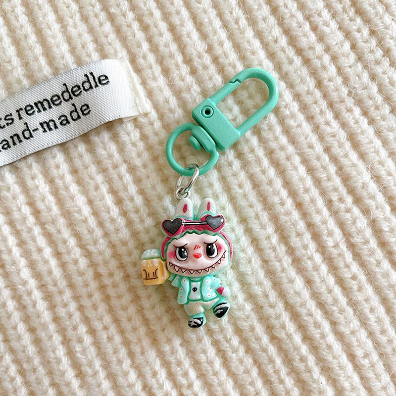 Cartoon Novelty Labubu Keychain Pendant Car Keychain For Women Girls Kawaii Exquisite Backpack Decoration Accessories Gifts