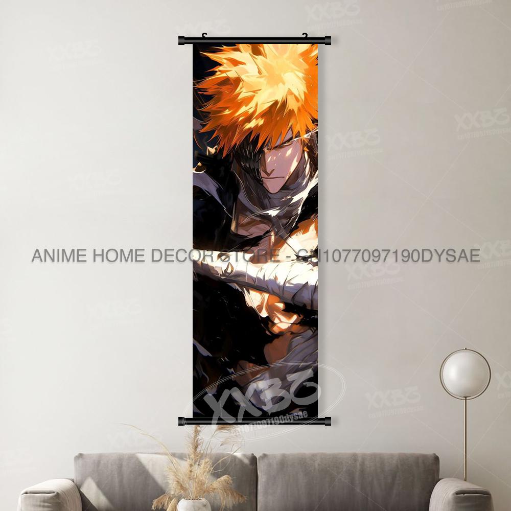 BLEACH Аниме Декор Комнаты Постеры Настенное Искусство Обои Подвесная Картина Персонаж Куросаки Ичиго Домашний Декор Свитки Картины