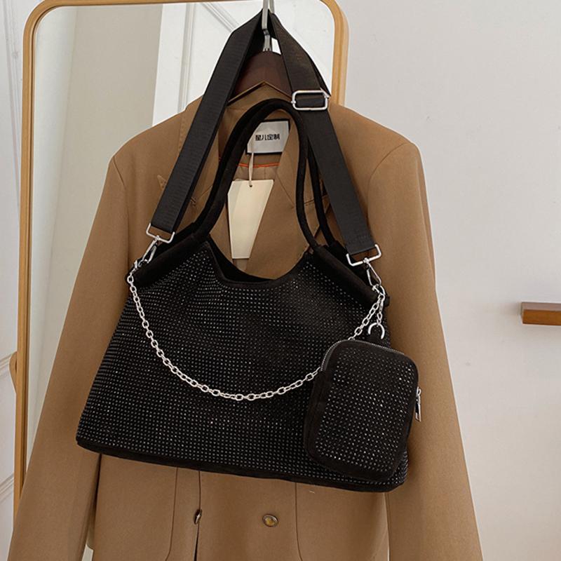 Новая блестящая женская сумка-тоут большой вместимости со стразами, модная сумка-подмышка на плечо для ужина, сумка-портфель CLE