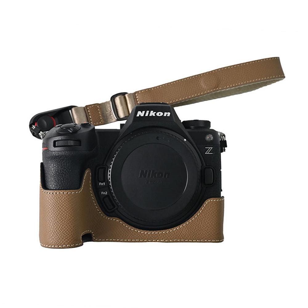 Z6III Чехол-половина корпуса камеры из натуральной кожи с отпечатком ладони для Nikon Z6III Z63, с отверстием для батареи, нижняя крышка с ремешком