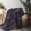 Dark Floral Print Fleece Blanket Soft Warm Throw Blanket For Sofa Bed Decorative Gift