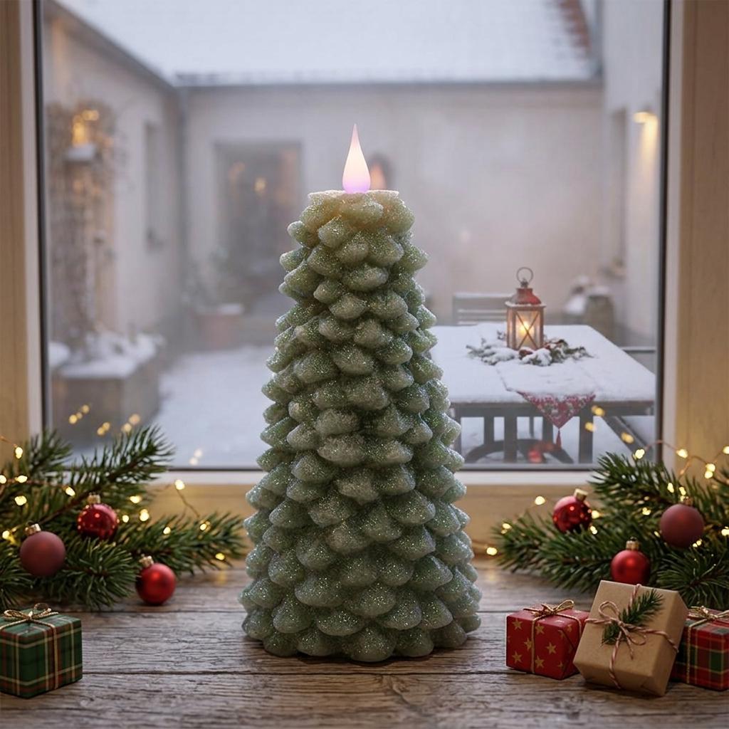 Creative Led Christmas Tree Candles Gifts Xmas Decorative Wax Candles Flickring Paraffin Wax Xmas Tree LED Candle