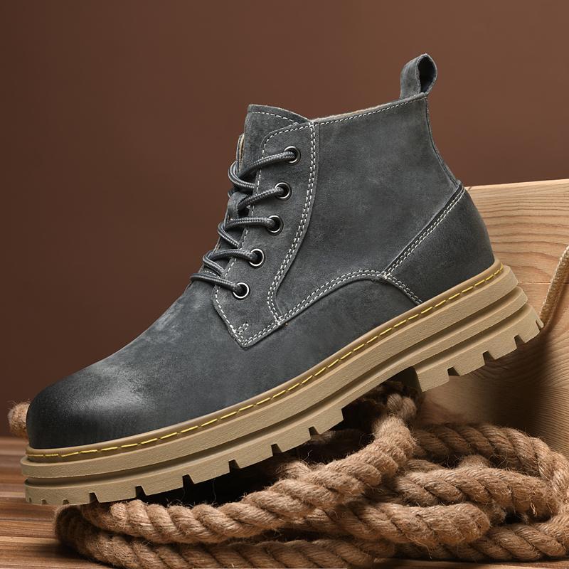 British Style Men's Leather Boots Thick Bottomed Work Clothes Boots Handsome Motorcycle Boots Men's Casual Boots Ankle Boots