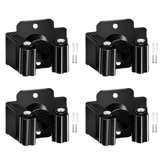 Настенный держатель для швабры с нескользящей конструкцией, простая установка, прочный держатель для швабры из нержавеющей стали, вешалка для швабры с винтами