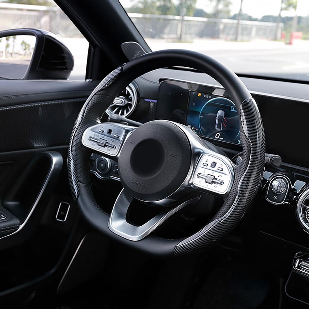 Чехол на руль автомобиля, 38 см, противоскользящий чехол из черного волокна из углеродного волокна, силиконовый усилитель на руль, аксессуары для авто