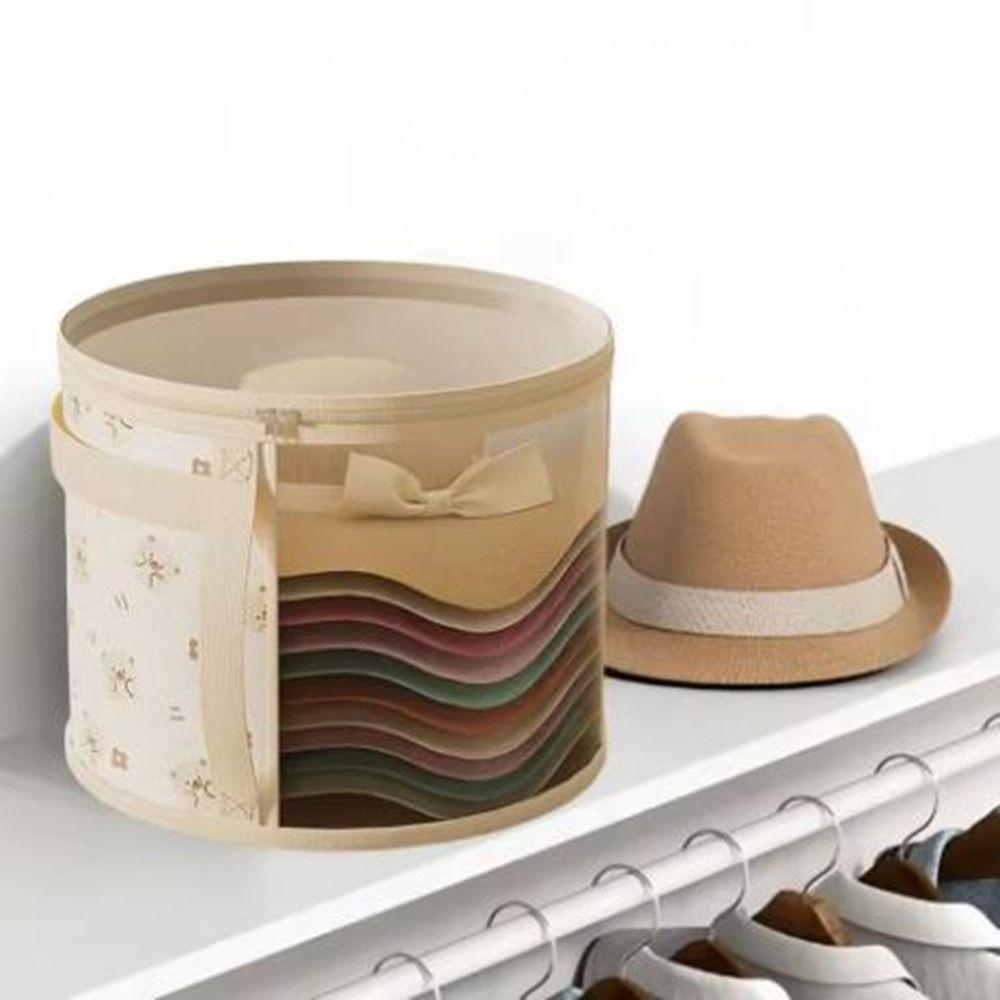 Clear Window Bear Hat Storage Bucket Round Hat Storage Box Clothing Hat Toy Storage Bag for Home