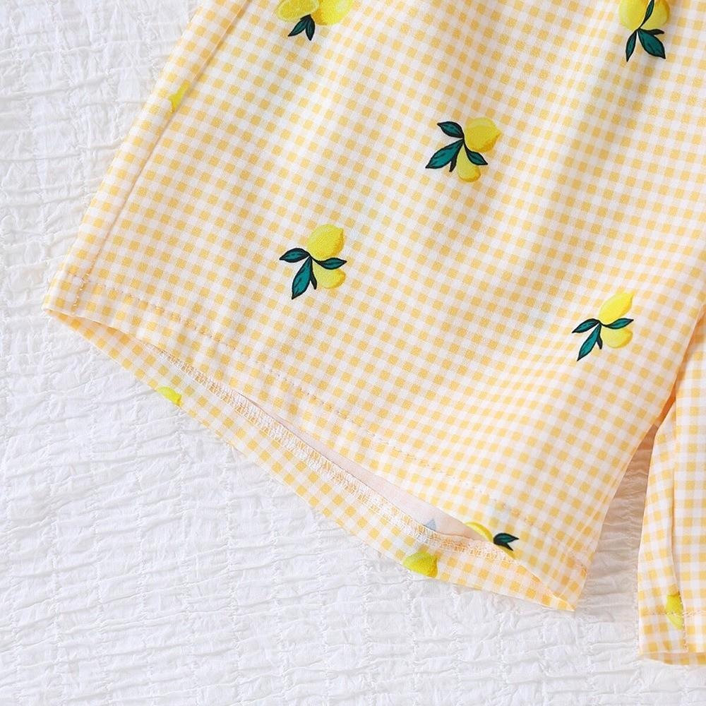 Sleeveless Camisole Shorts Set Peplum Hem Gingham Outfit Lightweight Summer Clothes Outdoor Play