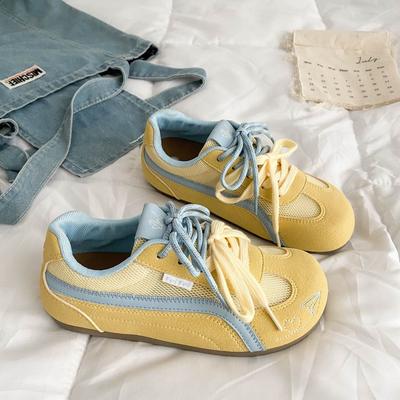 Милые персиковые планетарные красные моральные тренировочные туфли женские 2025 новые летние дышащие тонкие туфли на подошве ретро повседневные белые туфли