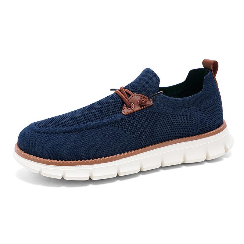 Temu Xiyin Hot-selling British Style Casual Men's Shoes Lightweight Fly-woven Loafers Men's Foot Cover and One Pedal Spot