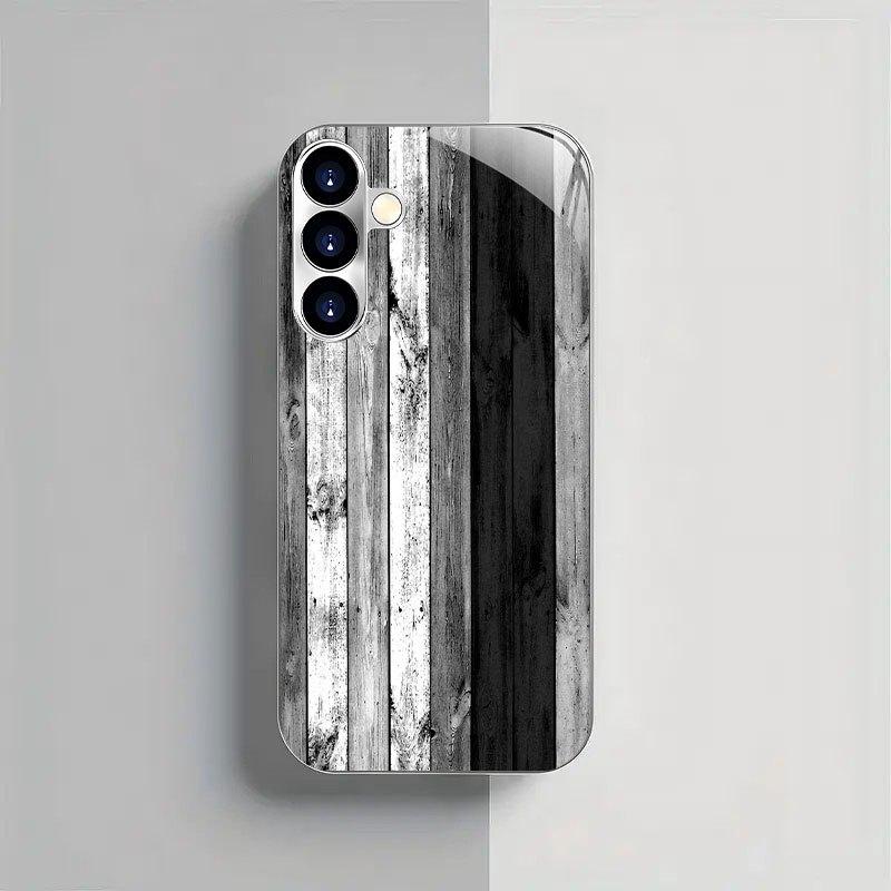Позолоченный чехол для телефона из закаленного стекла, совместимый с Galaxy S26 S25 S24 S23 S22 Ultra Plus. Имеет черно-белую цветовую гамму