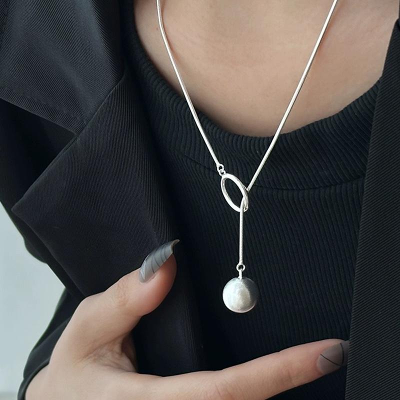 Женский шариковый кулон простая цепочка для свитера темперамент матовое длинное ожерелье крутой стиль корейская версия французский легкий люкс премиум